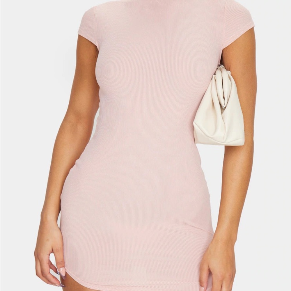 Pink Ribbed Bodycon Dress - Picture 3 of 6